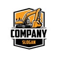 Excavator company badge emblem logo in white background