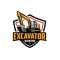 Excavator company badge logo vector isolated. Raady made logo template. Best for excavating and construction related industry Royalty Free Stock Photo