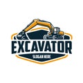 Excavator company emblem logo vector isolated