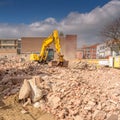 Excavator in construction in city