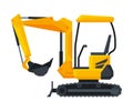 Excavator Construction Machinery, Heavy Special Transport, Side View Flat Vector Illustration Royalty Free Stock Photo