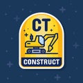 Excavator and construction service badge banner