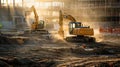 Excavator at construction site, Crawler excavator, Generative AI Royalty Free Stock Photo