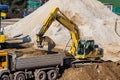 Excavator on construction site during earthworks