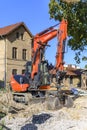 Excavator on a construction site of the new railway line Berlin-Dresden