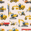 Excavator for construction vector digger or bulldozer excavating with shovel and excavation machinery industry Royalty Free Stock Photo
