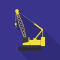 Excavator crane icon, flat style Royalty Free Stock Photo