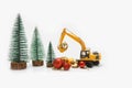 Excavator crawler used bucket lift up christmas ornament.