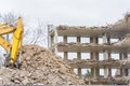 Excavator in demolition work