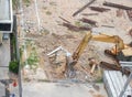 Excavator destruction in Work outdoor construction Royalty Free Stock Photo