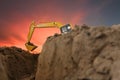 Excavator are digging canalize in the construction site. Royalty Free Stock Photo
