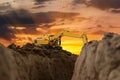 Excavator   are digging canalize . Royalty Free Stock Photo