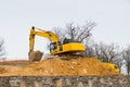 excavator digging in a quarry