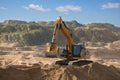 Excavator digs the sand Royalty Free Stock Photo