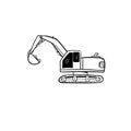 Excavator doodle icon vector hand draw Royalty Free Stock Photo