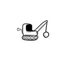 Excavator doodle icon vector hand draw Royalty Free Stock Photo