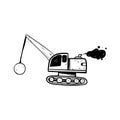Excavator doodle icon vector hand draw Royalty Free Stock Photo