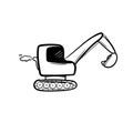 Excavator doodle icon vector hand draw Royalty Free Stock Photo
