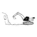 Excavator doodle icon vector hand draw Royalty Free Stock Photo