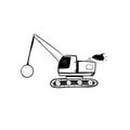 Excavator doodle icon vector hand draw Royalty Free Stock Photo