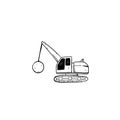 Excavator doodle icon vector hand draw Royalty Free Stock Photo