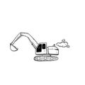 Excavator doodle icon vector hand draw Royalty Free Stock Photo