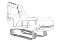 Excavator drawing isolated on white background Royalty Free Stock Photo