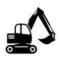 Excavator for earthworks. Vector icon.