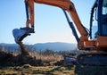 Excavator excavate earth at construction site.