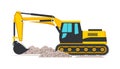 Excavator flat vector illustration Royalty Free Stock Photo