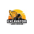 excavator - heavy equipment construction - earth mover logo vector isolated