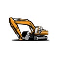 Excavator heavy equipment construction vector art isolated in white background Royalty Free Stock Photo