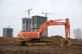 Excavator HITACHI ZAXIS 240 working at construction site