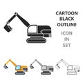 Excavator icon in cartoon style Royalty Free Stock Photo