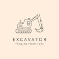 excavator icon line art logo vector symbol illustration design Royalty Free Stock Photo