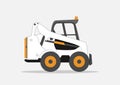 Excavator icon illustration. A graphic for a skid sterr loader vehicle. Small tractor icon. Mini bulldozer, skid