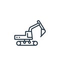 excavator icon vector from vehicles transportation concept. Thin line illustration of excavator editable stroke. excavator linear