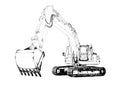 Excavator illustration isolated art drawing Royalty Free Stock Photo