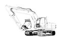 Excavator illustration isolated art drawing Royalty Free Stock Photo