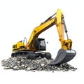 Excavator isolated on white background. Heavy Machinery. Construction Vehicle. Digger Machine. Royalty Free Stock Photo
