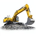 Excavator isolated on white background. Heavy Machinery. Construction Vehicle. Digger Machine. Royalty Free Stock Photo