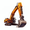 Excavator isolated on white background. Heavy Machinery. Construction Vehicle. Digger Machine. Royalty Free Stock Photo
