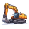 Excavator isolated on white background. Heavy Machinery. Construction Vehicle. Digger Machine. Royalty Free Stock Photo