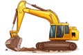 Excavator isolated on white background. Heavy Machinery. Construction Vehicle. Digger Machine. Royalty Free Stock Photo