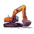 Excavator isolated on white background. Heavy Machinery. Construction Vehicle. Digger Machine. Royalty Free Stock Photo