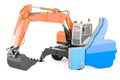 Excavator with like icon, 3D rendering