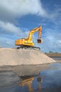 Excavator in a limestone