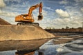 Excavator in a limestone