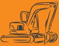 Excavator line art Royalty Free Stock Photo