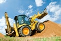 Excavator Loader with backhoe works Royalty Free Stock Photo